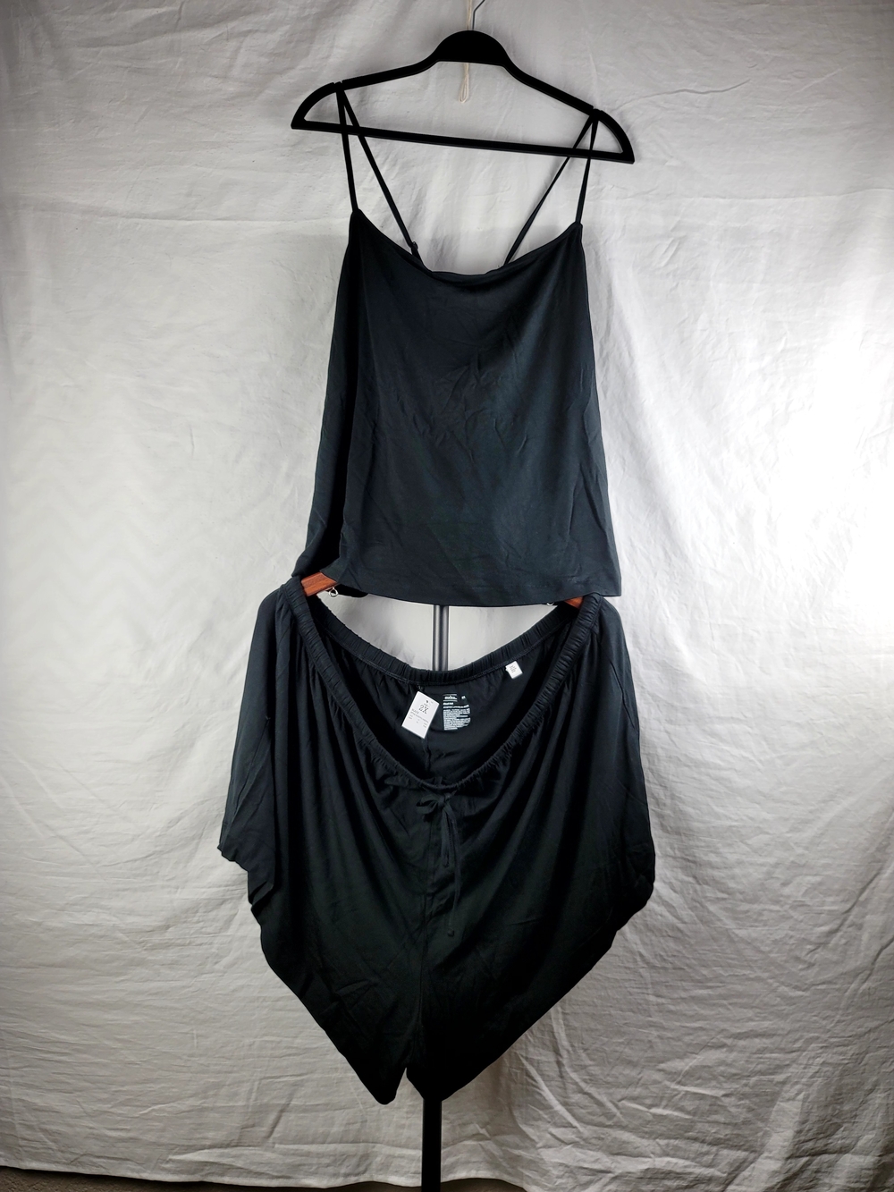 NWT Auden Cloud Knit Cami Top & Shorts Pajama Set Black 2X Plus Size Sleepwear